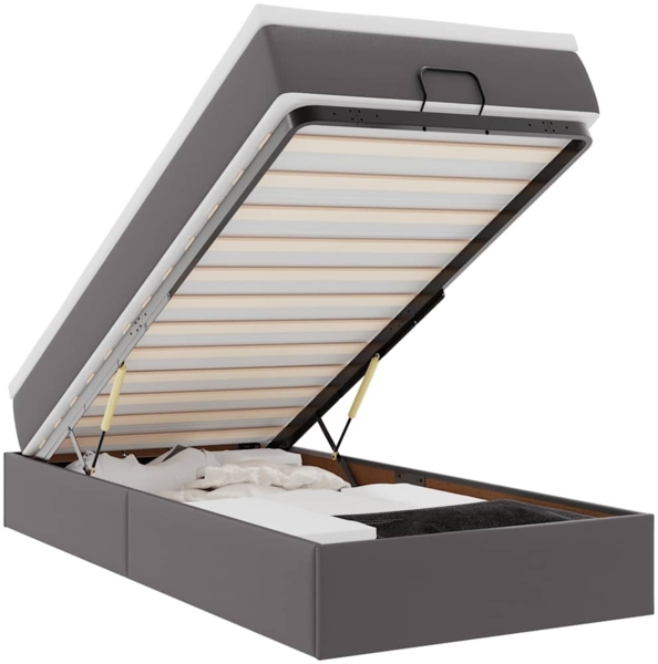 vidaXL Ottoman-Bett mit Matratze Grau 90x190 cm Kunstleder 3311014