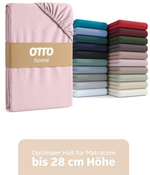 OTTO home Spannbettlaken BLACKBERRY in BASIC und PREMIUM Qualität, 100% Baumwolle, Jersey (160 g/m), Gummizug: rundum, (1 Stück), für hohe Matratzen bis 28 cm, Bettlaken, Spannbetttuch, pflegeleicht