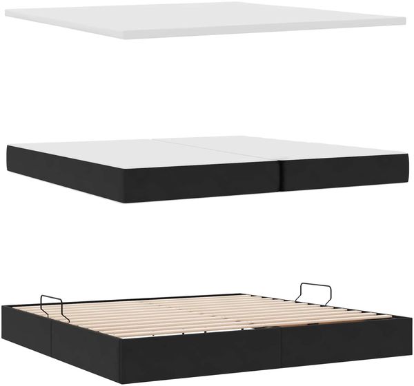 vidaXL Aufbewahrungsbett mit Matratze Schwarz 200 x 200 cm Samt 3372173 Bild 4