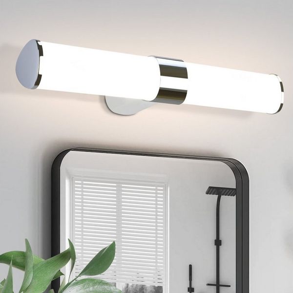 Nettlife LED Spiegelleuchte Bad Spiegellampe Badleuchte Chrom Wandlampe, LED fest integriert, Neutralweiß, Keller Küche
