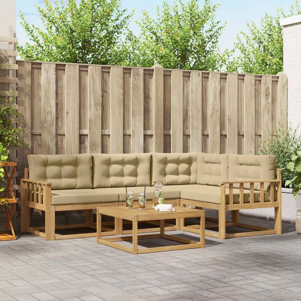 vidaXL Outdoor-Sofagarnitur 5 pcs Weiß und Beige 79 x 79 x 37 cm 3386407