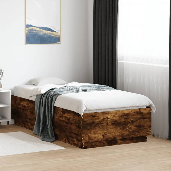vidaXL Bettgestell Räuchereiche 75x190 cm Holzwerkstoff 3209762