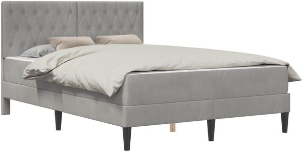 vidaXL Bettgestell mit Matratze vidaXL Hellgrau 120 x 190 cm Samt 3415036 Bild 2