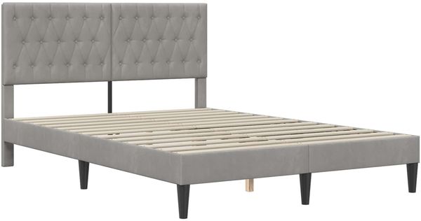 vidaXL Bettgestell mit Matratze vidaXL Hellgrau 120 x 190 cm Samt 3415036 Bild 4