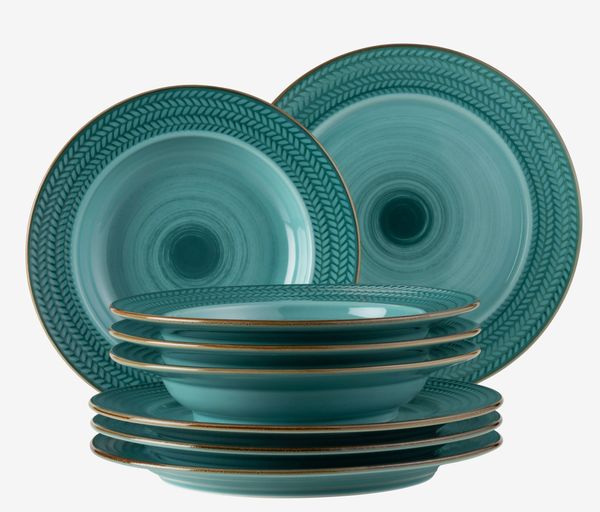 Mäser 931944 Tafelservice Prospero für 4 Personen, Porzellan, blau (1 Set, 8-teilig)