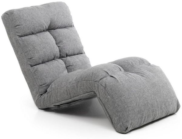 Modernes 1-Sitzer-Schlafsofa, Hellgrau, Gestell aus 100% Metall und Leinenbezug, 14-Fach verstellbare Rückenlehne, 160 cm Liegehöhe