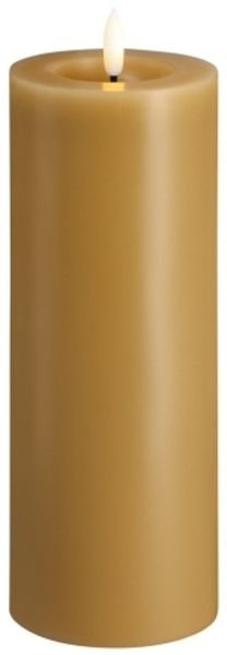 Moods & More LED-Blockkerze in Honey Mustard mit Schmelzeffekt – Ø 7 4 cm x H 20 cm