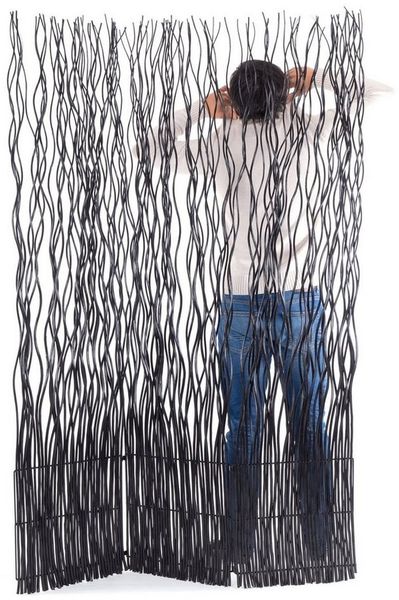 DESIGN DELIGHTS Paravent RAUMTEILER "WAVE 3", Weide, 170x120cm (HxB), Paravent, Trennwand
