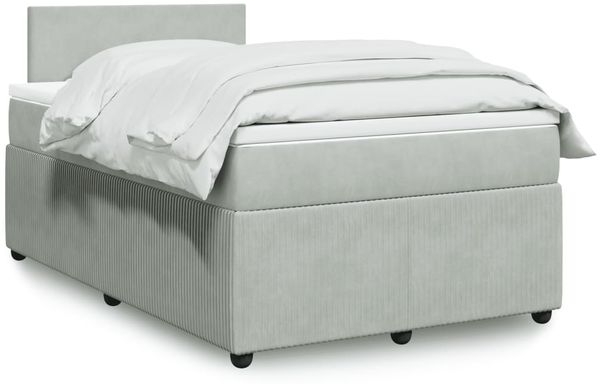 vidaXL Boxspringbett mit Matratze Hellgrau 120x190 cm Samt 3287680