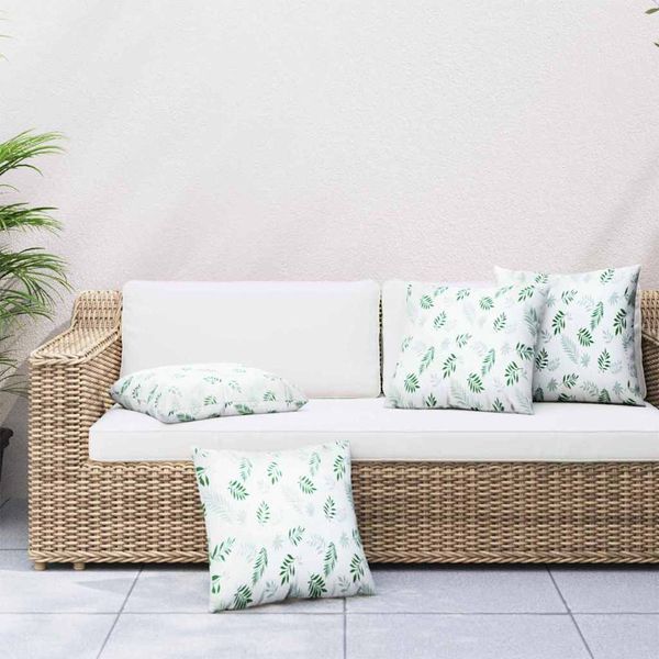 vidaXL Streupillows Blatt 4 pcs Blattmuster 40 x 40 cm Polyesterstoff 360377
