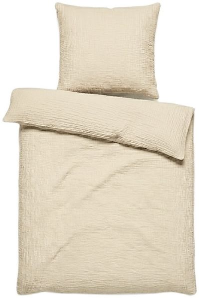 Premium Musselin-Bettwäsche aus 100% Baumwolle, mit praktischem Knopfverschluss - Beige 135x200 cm + 80x80 cm