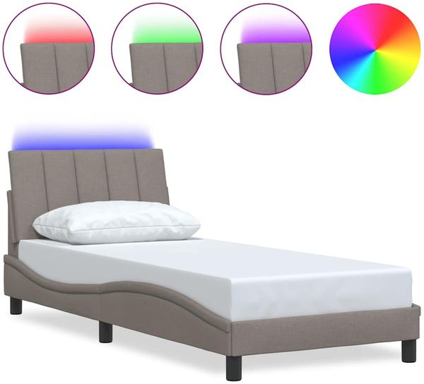 Einzelbettgestell Design für Erwachsene ohne Matratze Taupe 90x190 cm Stoff d5128e