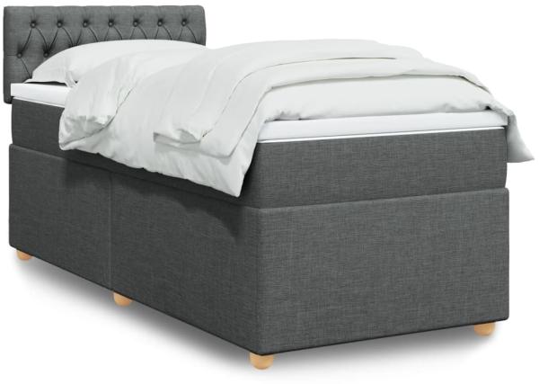 vidaXL Boxspringbett mit Matratze Dunkelgrau 90x190 cm Stoff 3288843