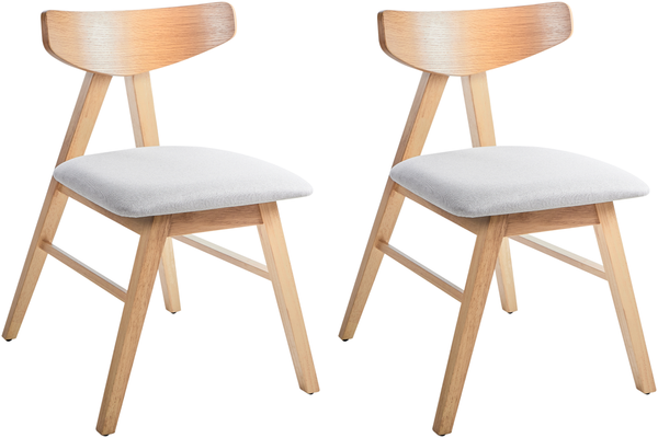Esszimmerstuhl 2er Set LACOTA Holz Hellbraun Grau