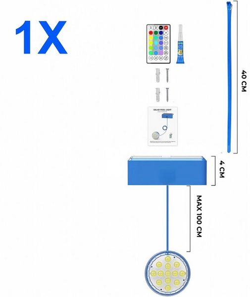 QUBEBU Pool-Lampe Solar LED Poollicht, RGB Poolbeleuchtung Unterwasser Licht, Timer, LED fest integriert, 13 LED`s Solar Unterwasser Licht Teich Aquarium Badewanne, Wasserdicht Pool Lichter Unterwasser für Aufstellpool, Badewannenlicht