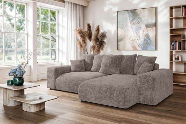 Home affaire Ecksofa LAKESIDE mit Bettfunktion und Bettkasten, B/T/H 257/166/84 cm, L-Form, Recamiere beidseitig montierbar, mit Wellenunterfederung