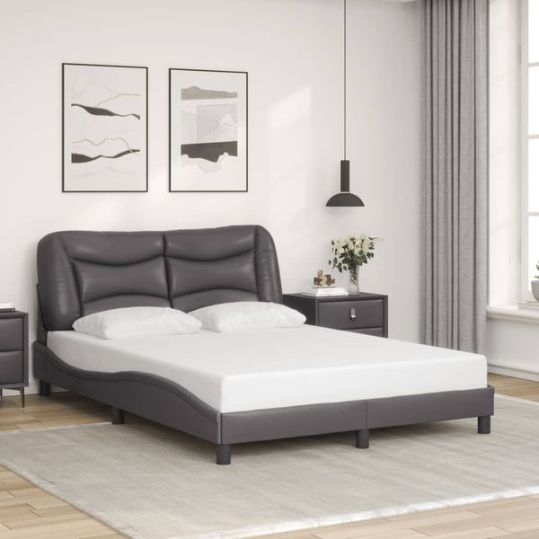 vidaXL Bettgestell ohne Matratze "Hvar" Grau 120x200 cm Kunstleder 3207991