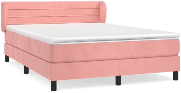 vidaXL Boxspringbett mit Matratze Rosa 140x200 cm Samt 3127558