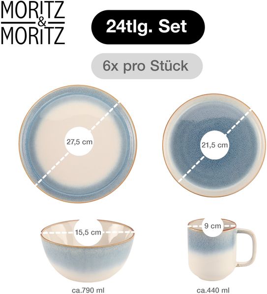 Moritz & Moritz TARENTO blau Geschirrset 24 tlg. Bild 2