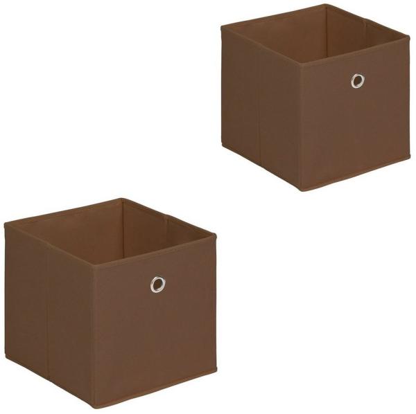 IDIMEX Aufbewahrungsbox ELA (Set), Aufbewahrungsboxen im 2er Set, Regalboxen mit Griff 27x27cm braun