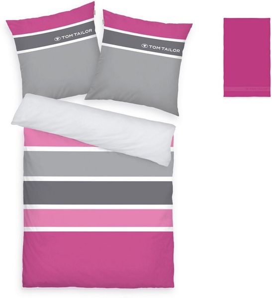 TOM TAILOR HOME Bettwäsche Felix in Gr. 135x200 oder 155x220 cm, Renforcé, 3 teilig, mit GRATIS-Zugabe: Gästehandtuch (100% Baumwolle), mit Reißverschluss