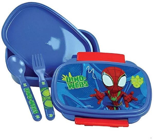 MARVEL Lunchbox Marvel Spidey Spiderman 4 tlg Kinder Lunch Set, (4-tlg, Spar-Set), Brotdose Trinkflasche Besteck