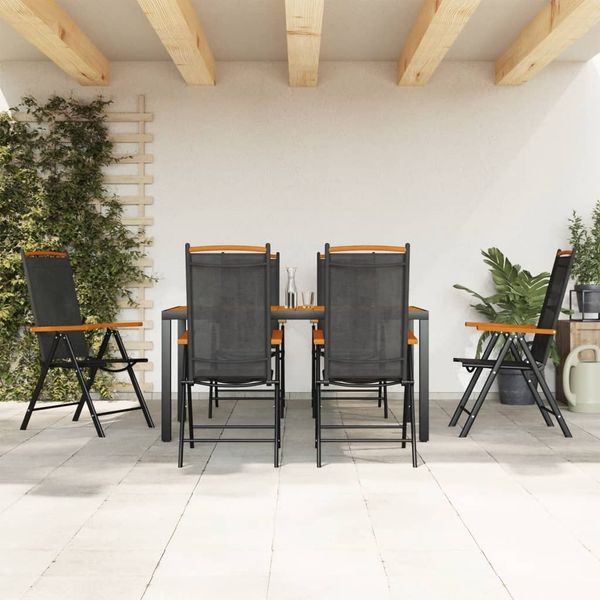 vidaXL 7-tlg. Garten-Essgruppe Schwarz und Braun Aluminium 3200602