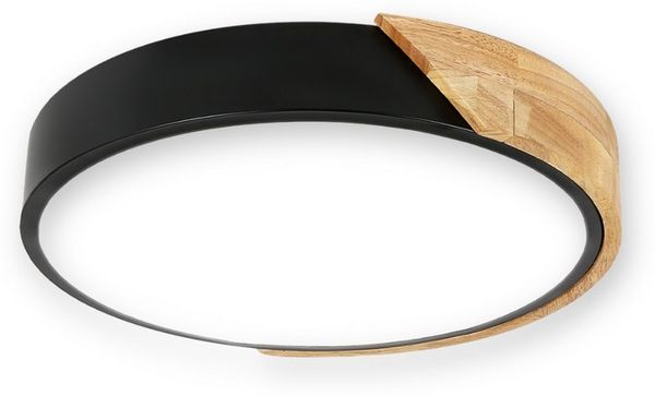 Riserva Deckenleuchte LED Deckenleuchte Schwarz 24W 6500K Rund Holzoptik