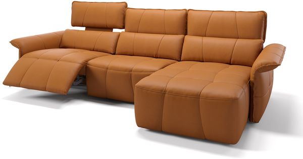 Sofanella Ecksofa ADRIA Ledersofa Eckcouch Echtleder in Cognac