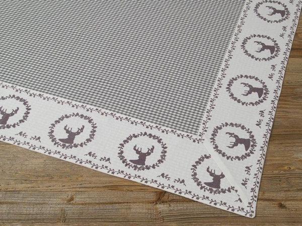 matches21 HOME & HOBBY Tischdecke Tischdecke RESI Hirsche kariert grau, 100 % Baumwolle, in 100x100 cm (1-tlg), Pflegeleicht waschbar bis 30° Grad