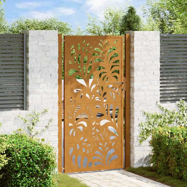 vidaXL Gartentor 100x200 cm Verwitterungsstahl Wellendesign 4100978