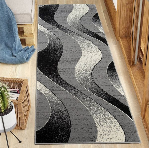 Mazovia Läufer Läufer Flurläufer Modern für Vorzimmer 80 cm Breit Grau, 80 x 100 cm, Kurzflor, Meterware, Höhe 8 mm