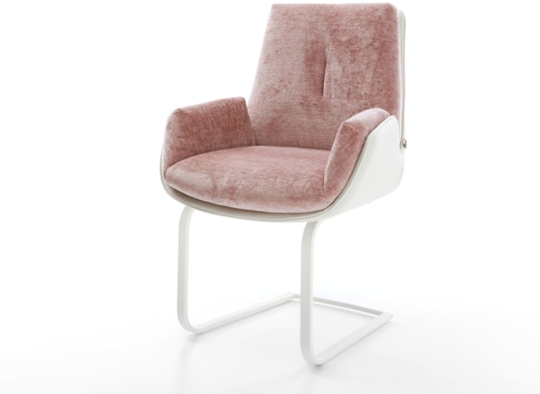 Freischwinger Clea-Flex Materialmix Echtleder Weiß-Rosé Freischwinger flach Weiß