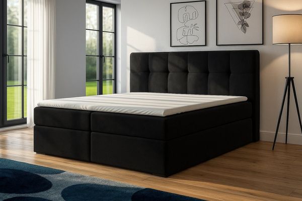 A&J MöbelLand GmbH Boxspringbett REF mit Bettkasten, Topper und gepolstertem Kopfteil. (Boxspringbett mit Bettkasten und gepolstertem Kopfteil. Inclusive Topper !, TOP ANGEBOT), Länge 208cm Höhe 106 cm