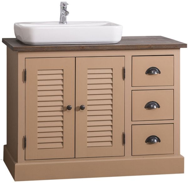 Landhaus Waschtisch taupe, mit Becken