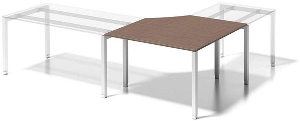 BISLEY Cito Verkettungsplatte, 740 mm höhenfixes U-Gestell, 5-Eck H 19 x B 1200/1200 x T 800 mm, Metall, Wn396 Dekor Nußbaum, Gestell Verkehrsweiß, 80 x 122 x 74 cm