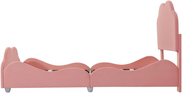 Kinder-Polsterbett 90×200 cm mit Rausfallschutz Wolkendesign Rosa ohne Matratze Bild 10