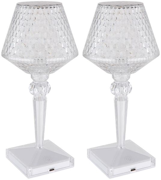 2x LED Tischleuchte, Touchdimmer, Akku, USB-Kabel, H 26 cm