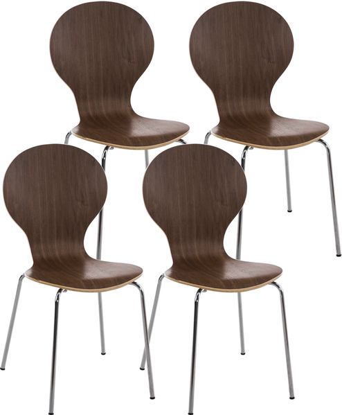 4er Set Besucherstuhl ATHENS - Holz Walnuss 43x45x86 cm | Besucherstühle Konferenzstuhl Wartezimmerstuhl Bürostühle Bürostuhl Konferenzraum