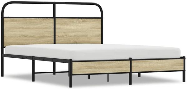 Doppelbett, Bettgestell Modernen ohne Matratze 150x200 cm Sonoma-Eiche Holzwerkstoff d1725e