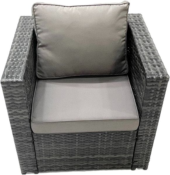 Fimous Polyrattan Gartensofa Set Couchtisch 2 Sessel 2 kleine Fußhockern Beistelltisch Dunkelgrau Gemischt Bild 5