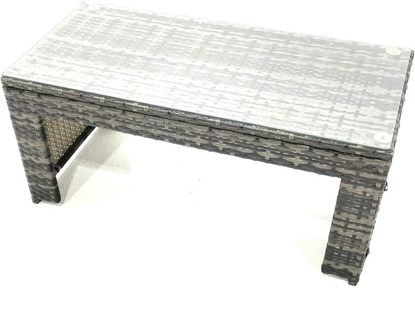 Fimous Polyrattan Gartensofa Set Couchtisch 2 Sessel 2 kleine Fußhockern Beistelltisch Dunkelgrau Gemischt Bild 4