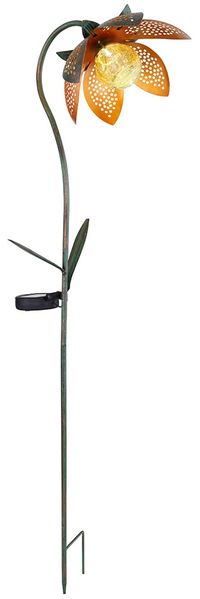 LED Solarleuchte, Blume, Crackle-Glas, Kugel, H 90 cm