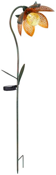 LED Solarleuchte, Blume, Crackle-Glas, Kugel, H 90 cm