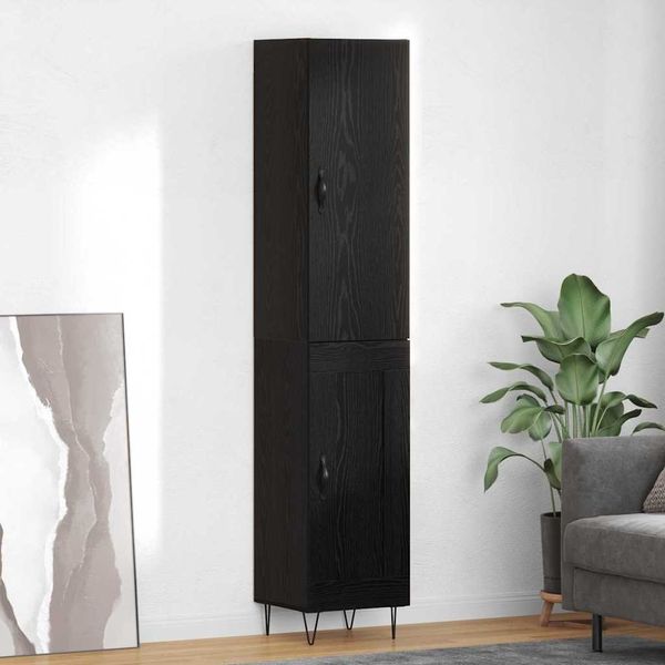 Highboard, BuffetSchrank, Büroschrank Schwarz Eichen-Optik 34,5 x 34 x 90 cm Holzwerkstoff