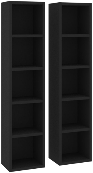 vidaXL CD-Regale 2 Stk. Schwarz 21x16x93,5 cm Holzwerkstoff 802697