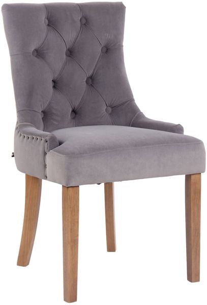 Esszimmerstuhl HILON - Samt Grau 55x58x92 cm Hellbraun | Essstühle Esszimmerstühle Küchenstühle Wohnzimmerstühle