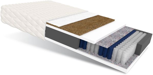 Matratze 140x200 Taschenfederkern FAMILY 7 Zonen H3 H4 18 cm Kokos HR Schaum Klimafaser Polyurethanschaum JERSEY