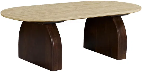 Vente-unique - VORELIA Couchtisch Stein Beige - B 60 cm x H 40 cm x L 120 cm Bild 3