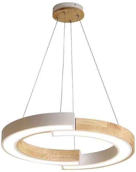 LED Pendelleuchte, Aluminium, Weiß-Holz, CRI >80, H 112 cm